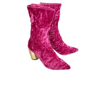 NEW Shoe Republic LA Crushed Purple/Hot Pink Velvet booties size 5 1/2